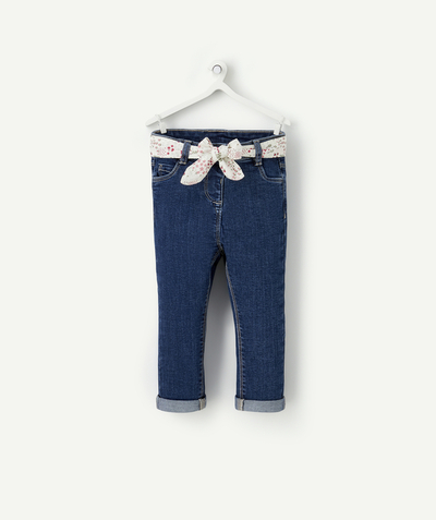 Bébé fille Rayon - Pantalon slim bébé fille en denim avec ceinture fleurie