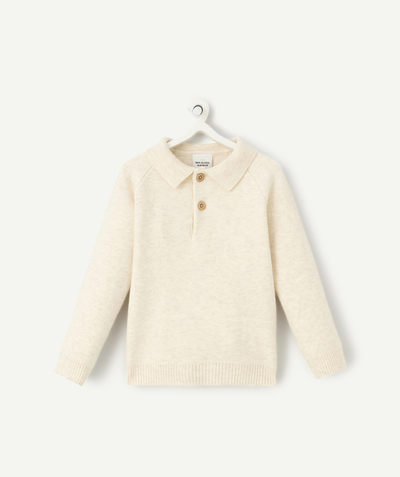 Baby boy radius - long-sleeved baby boy sweater in ecru recycled fibers