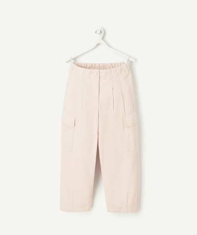 Girl radius - girl's cargo style parachute pants in light pink denim low impact