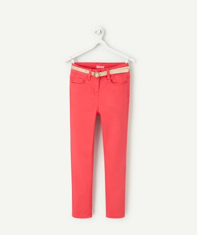 Nos tenues de la rentrée  Rayon - pantalon skinny fille low impact rose avec ceinture