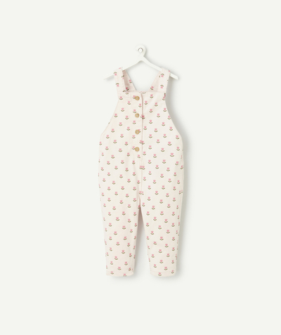 Baby radius - baby girl dungarees in pink recycled fibres and tulip print