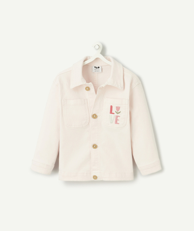 Manteau - Doudoune - Veste Categories Tao - veste bébé fille en fibres recyclées rose poudré avec motif sur poche