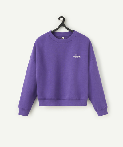 Teenage girl radius - girl's long-sleeved sweatshirt in purple recycled fiber with heart message
