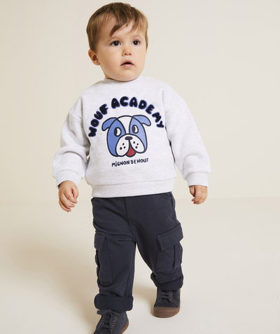 Baby boy radius - dog-themed recycled-fiber baby boy sweatshirt in mottled gray