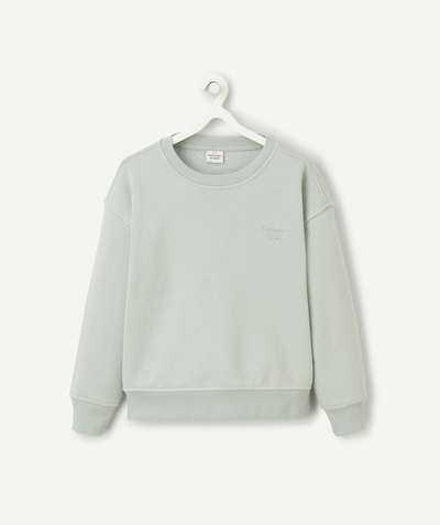 Boy radius - pastel green recycled-fibre boy's sweatshirt with embroidered message