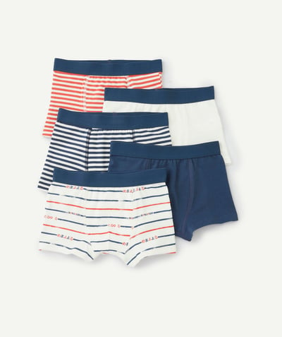 Boy radius - pack of 7 blue, white and red organic cotton boxer shorts for boys, sailor style