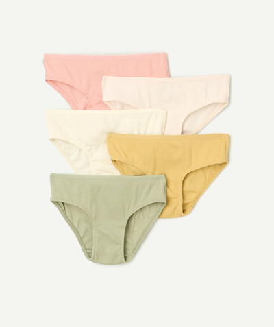 Our back-to-school outfits  radius - set of 5 plain pastel organic cotton panties for girls