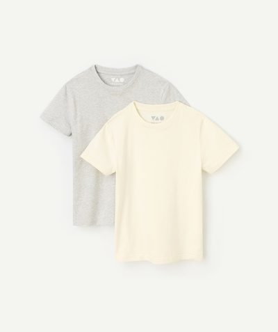 Boy radius - set of 2 boys' organic cotton undershirts, grey and ecru