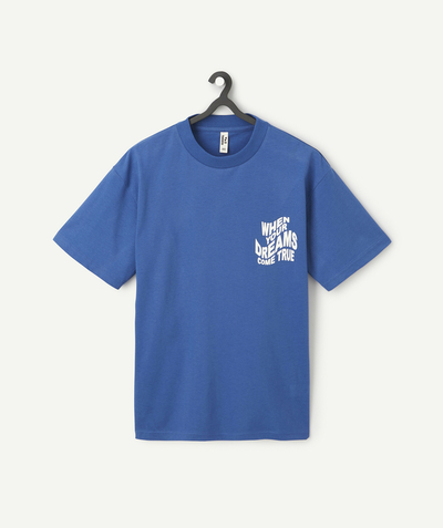 Teenage boy radius - boy's short-sleeved t-shirt in royal blue organic cotton with dream message