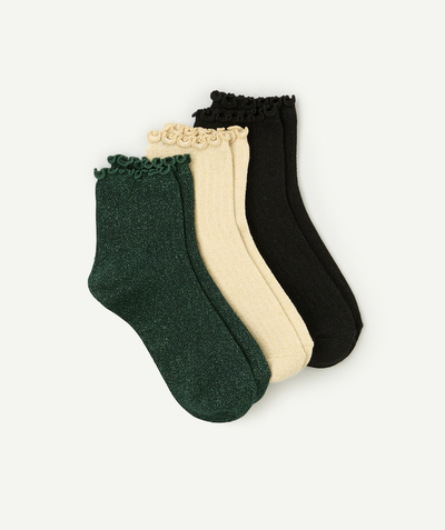 Teenage girl radius - set of 3 pairs of sequined socks