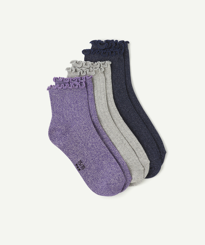 Teenage girl radius - set of 3 pairs of glittery organic cotton girl's socks