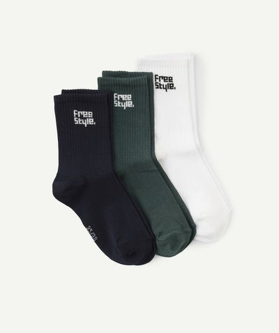Teenage boy radius - set of 3 pairs of blue, white and green socks