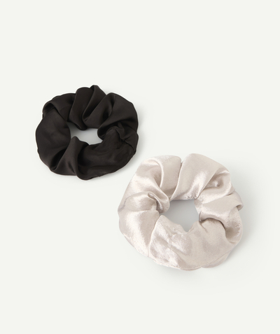 Teenage girl radius - set of 2 black and silver satin scrunchies