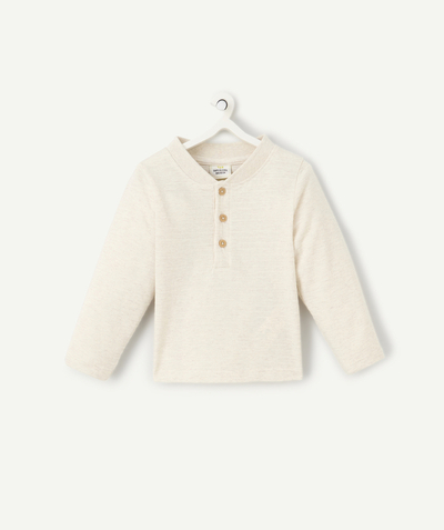 Baby radius - long-sleeved baby boy t-shirt in ecru organic cotton