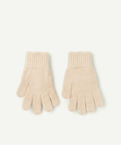  Enfant - Gants fille en fibres recyclées beige