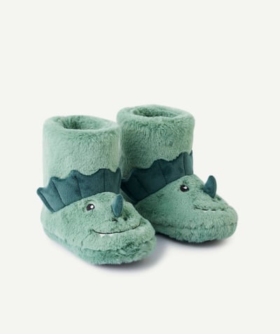  Child - Green boy dinosaur slippers