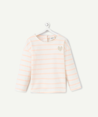 Baby girl radius - short-sleeved baby girl t-shirt ecru striped orange coral