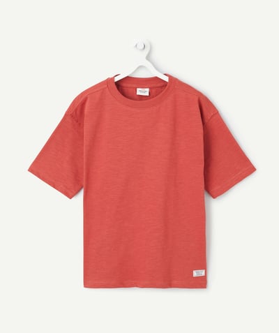 Kind Afdeling,Afdeling - T-shirt met korte mouwen voor jongens in rood biokatoen