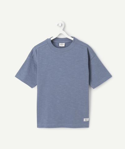 Back to school radius - boy's short-sleeved t-shirt in blue organic cotton