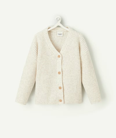  Bébé - gilet en tricot bébé garçon en fibres recyclées écru