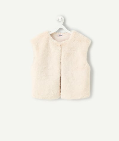  Enfant - Veste fille sans manches en fibres recyclées rose pâle