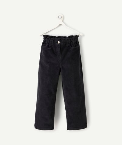  Enfant - pantalon fille en coton biologique velours côtelé noir