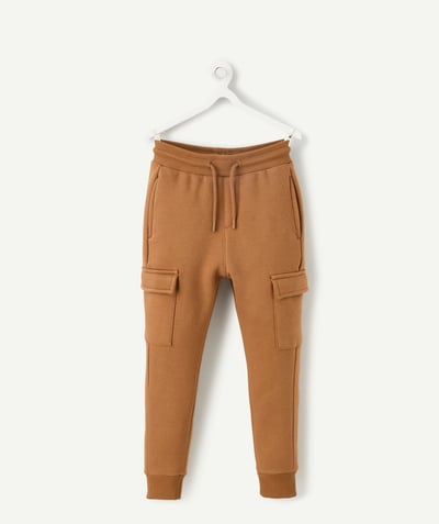  Enfant - Pantalon jogging garçon camel poches cargo