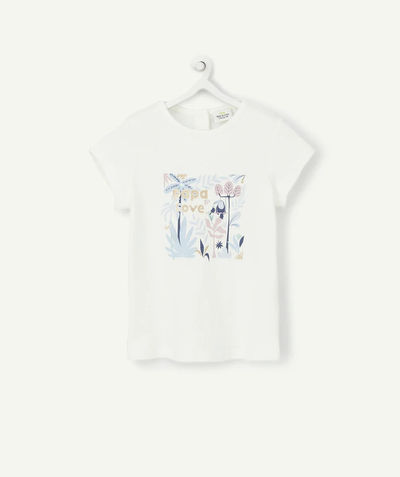 Baby girl radius - baby girl t-shirt in white organic cotton with floral print
