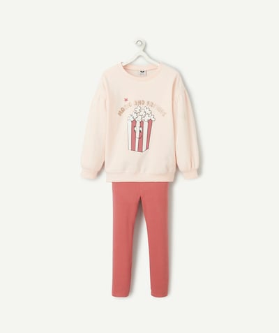  Child - Girl's long pyjamas in pink popcorn print