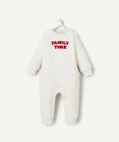  Baby - ecru baby boy jumpsuit with family message