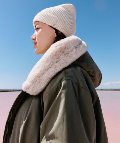  Enfant - parka longue à capuche fille kaki