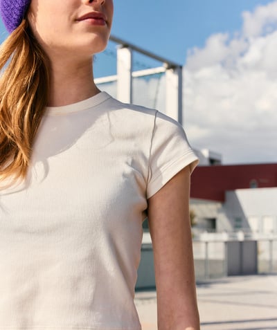 CategoryModel (8821764751502@435)  - t-shirt manches courtes fille en coton bio blanc côtelé