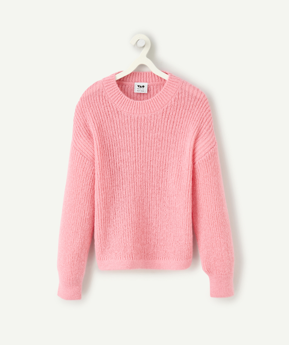   - Girl's pink long-sleeved knit sweater