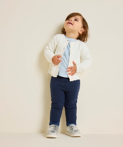 CategoryModel (8826108674190@7)  - BABY GIRL CARDIGAN IN ECRU ORGANIC COTTON KNIT WITH SCALLOPED COLLAR