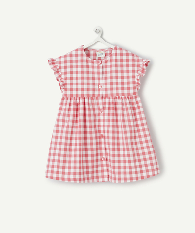 CategoryModel (8821752463502@359)  - pink and white checkered cotton baby girl dress