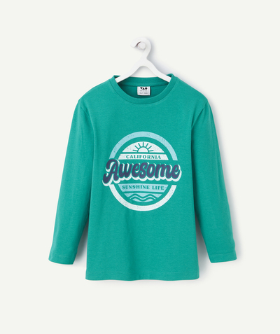 CategoryModel (8821761507470@9206)  - BOY'S LONG-SLEEVED T-SHIRT IN GREEN ORGANIC COTTON WITH PATTERN