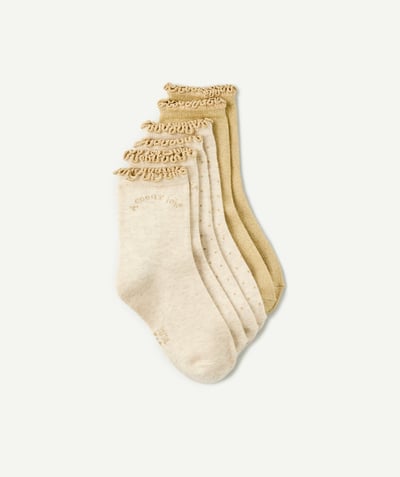 CategoryModel (8821759901838@505)  - SET OF 3 PAIRS OF BEIGE SOCKS WITH GOLD GLITTER DETAILS