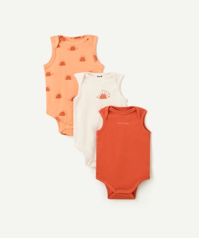 CategoryModel (8821750988942@1988)  - set of 3 sleeveless baby bodysuits in plain and printed organic cotton