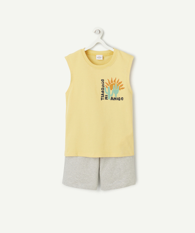 CategoryModel (8821762326670@263)  - yellow organic cotton boy's sleeveless pyjamas amigo theme