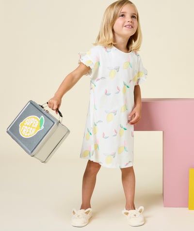 CategoryModel (8821759410318@517)  - girl's nightdress in white organic cotton with lemon print