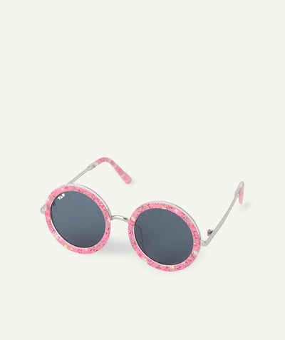 CategoryModel (8824503042190@76)  - pink round girl sunglasses with flower print