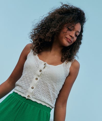 CategoryModel (8821764751502@435)  - girl's tank top in organic cotton and ecru crochet