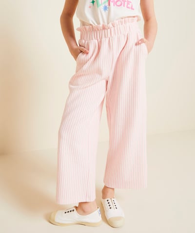 CategoryModel (8821759639694@6096)  - girl's wide pants in pale pink and white striped recycled fiber
