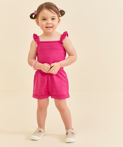 CategoryModel (8821754986638@932)  - PINK BABY GIRL COMBISHORT WITH RUFFLES AND OPENWORK DETAILS