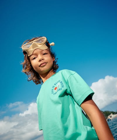 CategoryModel (8821761507470@10190)  - green organic cotton boy's short-sleeved surf-themed t-shirt