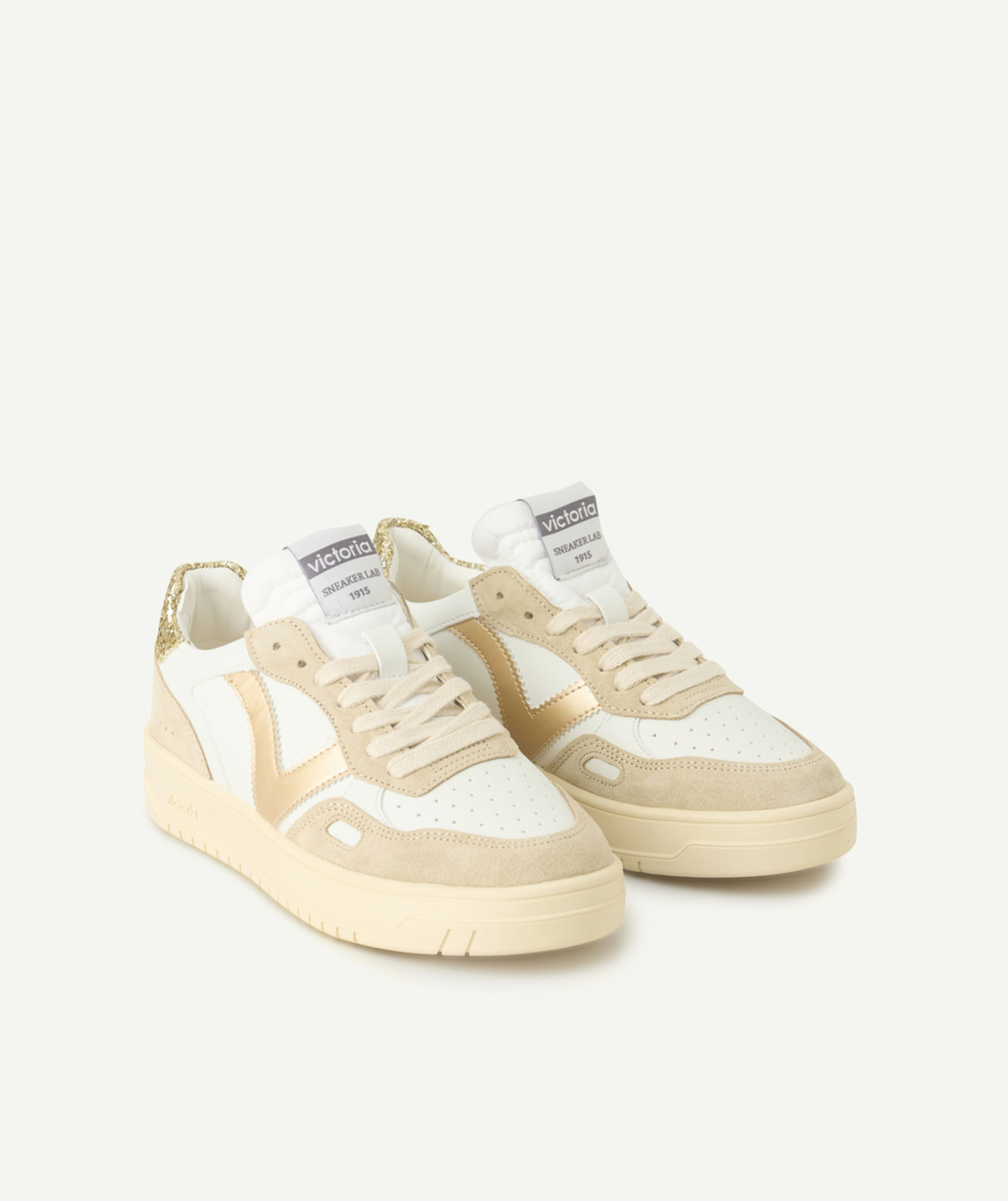   - WHITE SNEAKERS WITH GOLD AND GLITTER DETAILS