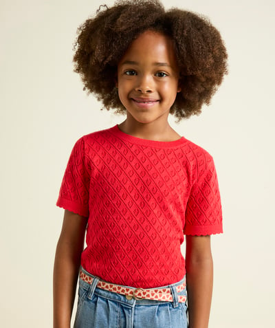 CategoryModel (8825060360334@11)  - pull sans manches crochet fille en coton bio rouge