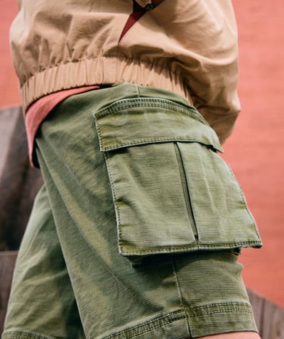 CategoryModel (8821761671310@552)  - khaki boy's cargo shorts with clip buckle belt