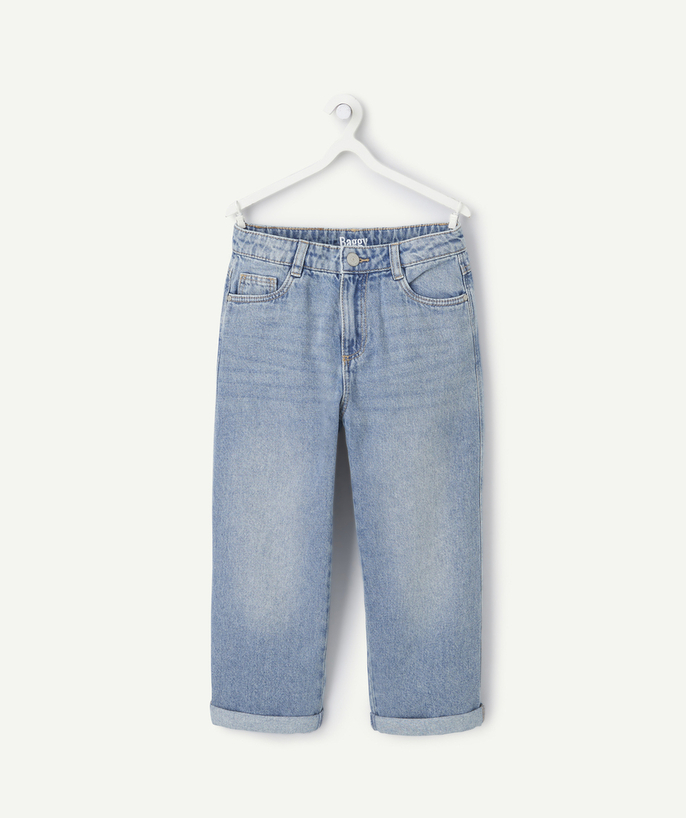   - pantalon baggy garçon en denim low impact bleu