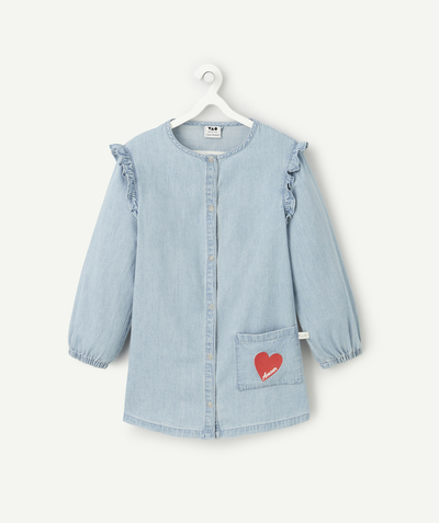 CategoryModel (8821761573006@30518)  - girl's apron in blue denim-effect cotton with heart patch